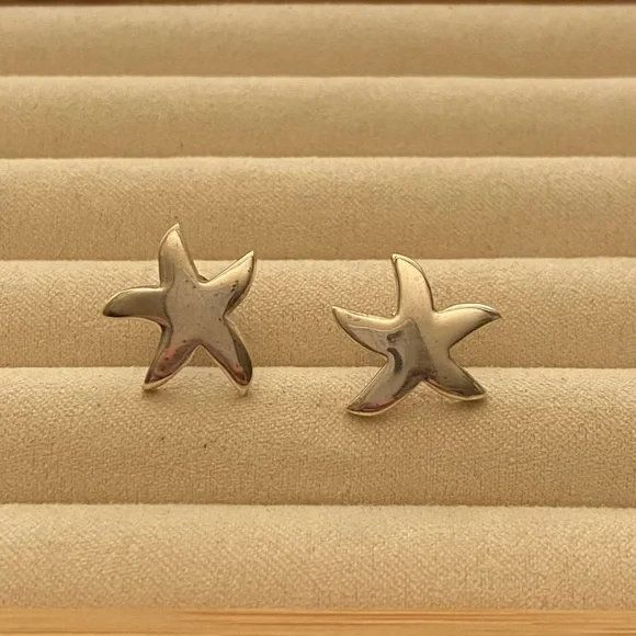Sterling Silver Starfish Earrings - Picture 9 of 12